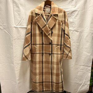 Everlane The Italian ReWool Long Peacoat Plaid Size Small